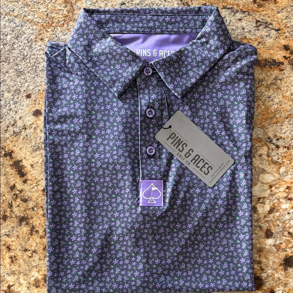 Pins & Aces Micro Floral Purple Flowers